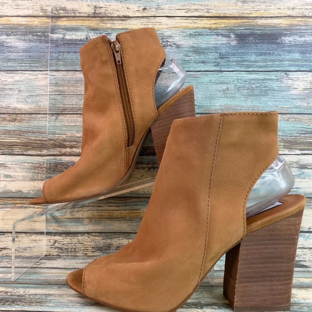 Steve Madden Tulisa Womens Size 10M Ankle Boot Brown Nubuck Leather Open Toe Zip - Picture 3 of 11